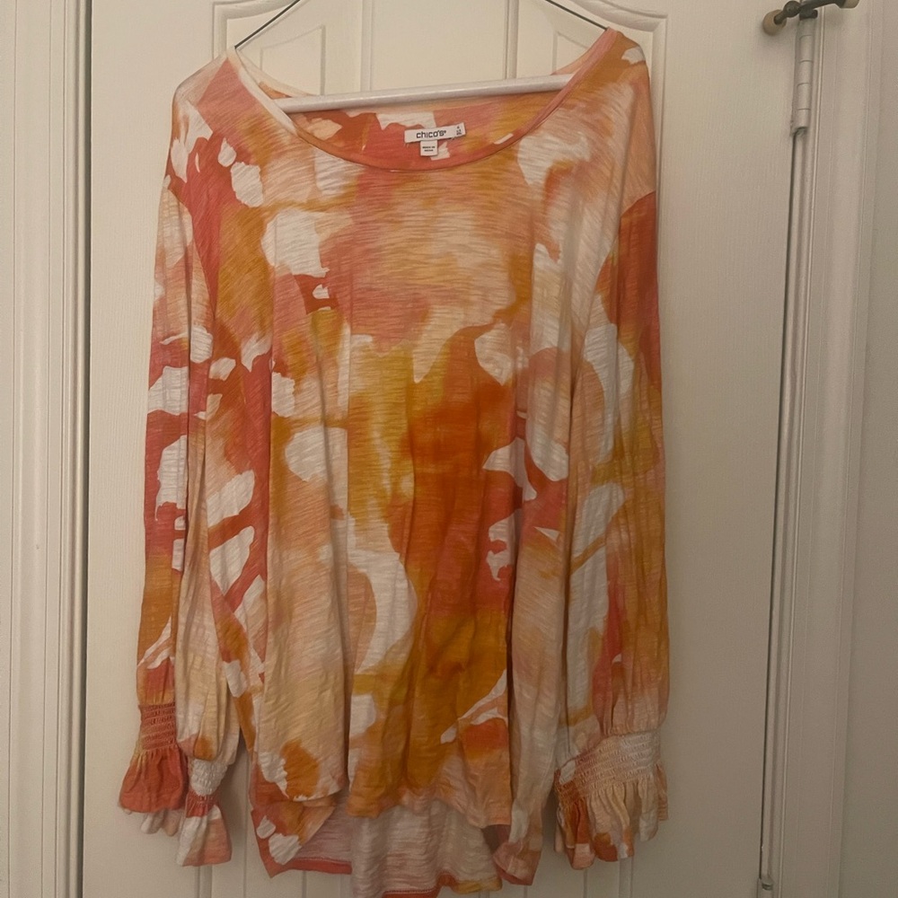 Chico's Women's Orange and White Top